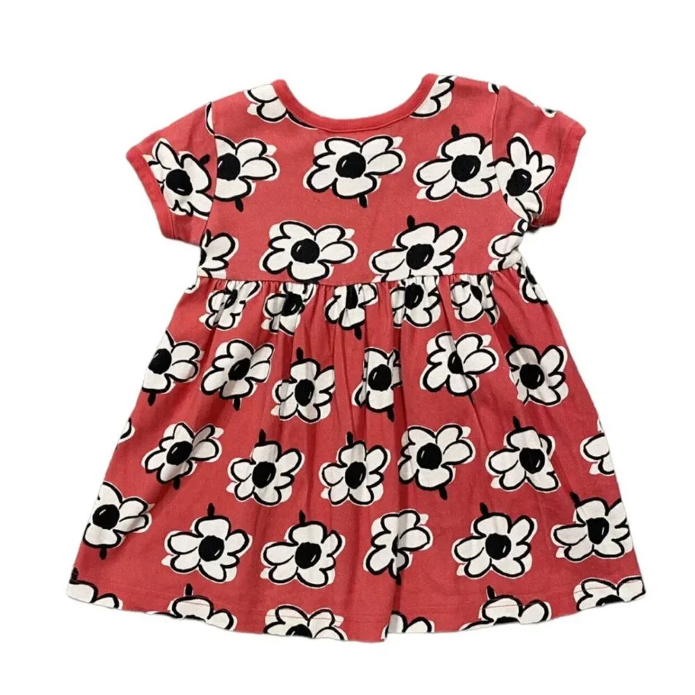Hanna Andersson Sz 90 (3) Coral & Black Floral Dress